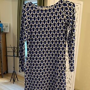 Talbots Navy and White Long Sleeve Dress